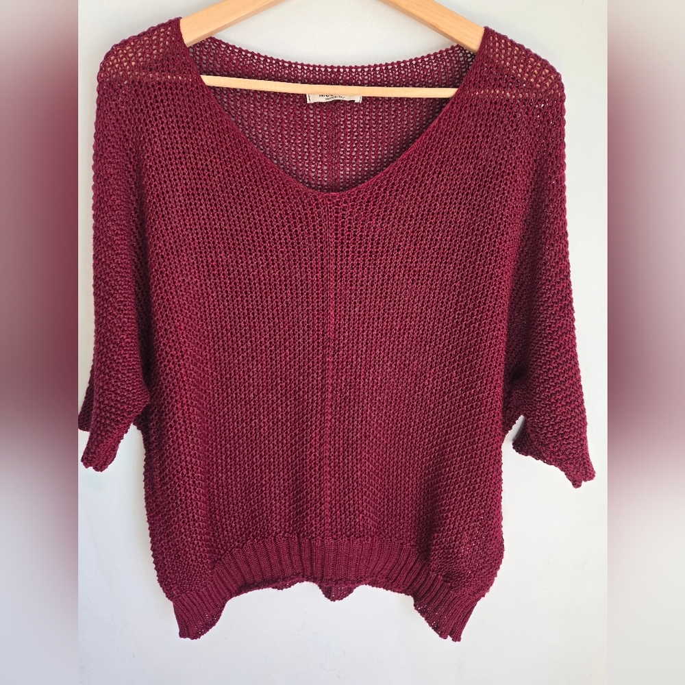 MEO MELI Loose Knit Burgundy Sweater
